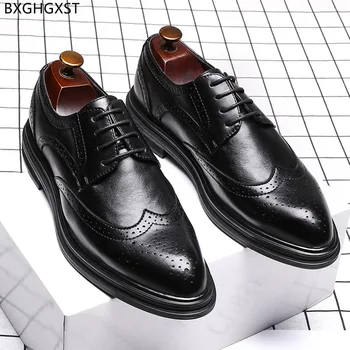 Oxford Elbise Ayakkabı Erkek Moda Brogue Erkek deri ayakkabı Erkekler Resmi Düğün Ayakkabı Adam için 2022 Chaussure Homme Zapatos De Hombre