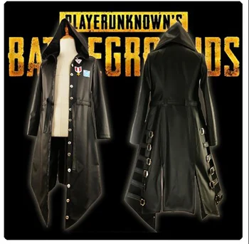 Oyun PUBG Playerunknown's Battlegrounds Cosplay Kostüm Cadılar Bayramı Karnaval Uzun Kollu Siper PU Deri Punk Ceket Custom Made
