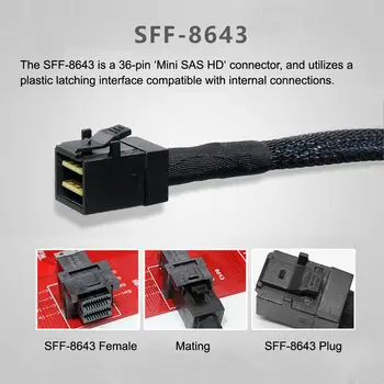 PCI-Express 4.0 Mini SAS HD SFF-8643 to Oculink SFF-8611 SFF-8612 PCBA dişi adaptör Braketi İle