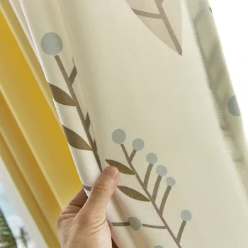 Perdeler Yatak Odası Oturma Yemek Odası için Yeni Amerikan İskandinav Bitkiler Yapraklar Basit Modern Gölgeleme Pamuk Keten Ekleme Pencereler