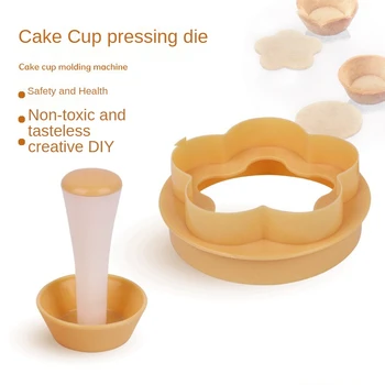 Plastik Pasta Sabotaj Tart Kabuk Kalıpları Tart Kesici Çiçek / Yuvarlak Hamur kurabiye kesici Seti Cupcake Muffin Kalıbı