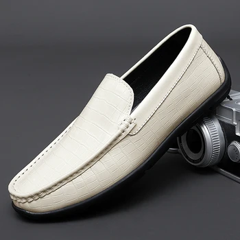 Popüler deri ayakkabı Erkekler İçin El Yapımı rahat ayakkabılar Erkek Marka moda makosen ayakkabılar Adam Rahat sürüş ayakkabısı Erkek Boyutu 38-44