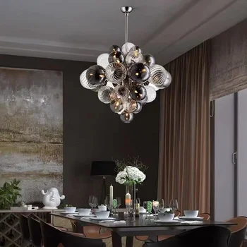 Postmodern oturma odası lamba İskandinav yaratıcı yatak odası yemek odası avize kişilik cam küre sihirli fasulye molekül lamba