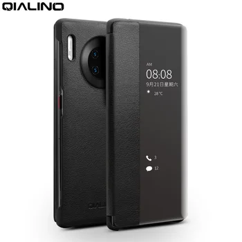 QIALINO Lüks Hakiki Deri Telefon Kapak için Huawei Mate 30 Pro Ultra İnce Flip Case Görünüm Penceresi ile Huawei Mate 30 için