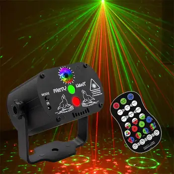 RGB sahne ışıkları DJ disko sahne parti ses aktif RGB Led projektör zaman fonksiyonu için uzaktan Kumanda ile disko Ktv gösterisi Par