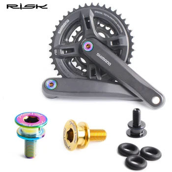 RISK 2 adet / grup M8 * 15mm Bisiklet Alt Parantez Cıvata Titanyum Alaşımlı Bisiklet Kare Delik Su Geçirmez MTB Bisiklet Vidaları 3 Renkler