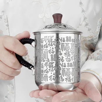 Saf gümüş 999 ağız fincan el oyması Kahve Mark kupası çay bardağı hediye Koleksiyonu