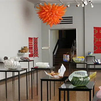 Sanat Dekorasyon Mutfak Lambaları el üflemeli cam avizeler ışıkları Modern Led turuncu Spiral aydınlatma Satılık 24x20 İnç