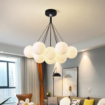 Sanat dekoru cam küre kolye ışıkları Modern oturma odası LED kolye lamba İskandinav yatak odası aydınlatma armatürü avizeler armatür Lampara