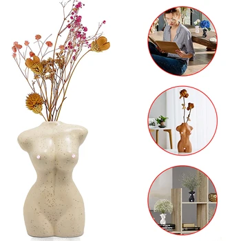 Sanat Kadın Vücut Vazo Saksı Bitkileri Sanat Heykeli Ofis Masası Vazo Kuru Çiçek Vazo Ev Minimalist Dekorasyon Vücut Şekilli Vazo
