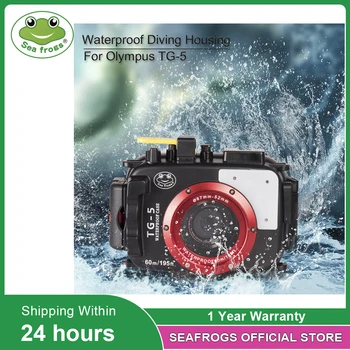 Seafrogs Profesyonel 60 m Su Geçirmez Kamera Dalış Çantası 67mm Konu Fiber Optik Arayüz Olympus TG5