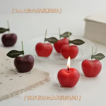 Simülasyon Meyve Kiraz Kiraz Kokulu Mumlar Yaratıcı Dekorasyon Çekim Sahne Meyve Mum Doğum Günü Mutlu Yeni Yıl Hediyeleri