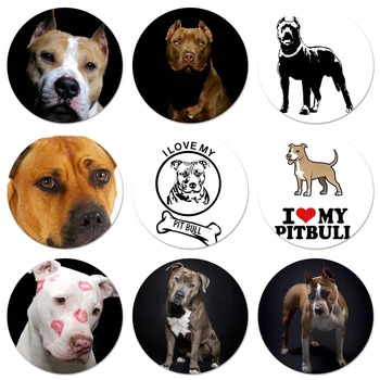 Siyah Beyaz Çukur Boğa Güzel Pet Köpek Pitbull Bling Mutfak Ev Dekor Buzdolabı Manyetik Çıkartmalar Açacağı Bira Kola 58mm