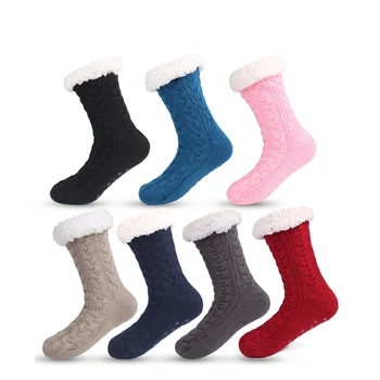 Süper Kalın Kış Peluş Sıcak Noel Çorap kaymaz Ev Kat Çorap Popüler Terlik ve Çorap