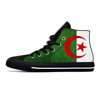Sıcak Cezayir Cezayir Bayrağı Vatansever Komik Moda Rahat Bez Ayakkabı Yüksek Top Hafif Nefes 3D Baskı Erkekler Kadınlar Sneakers