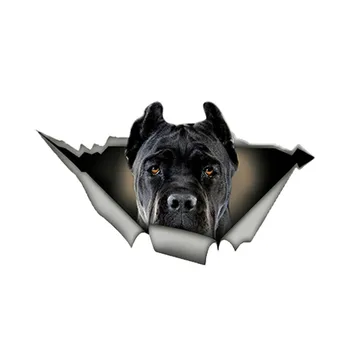 Sıcak Sevimli Pet Köpek Araba Çıkartmaları Siyah Cane Corso 3D Yırtık Metal PVC Çıkartması Su Geçirmez Otomobil Styling Tampon Su Geçirmez PVC