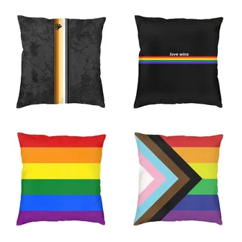 Sıkıntılı Eşcinsel Ayı Gurur Bayrağı Şerit Modern Atmak yastık Ev Dekoratif LGBT GLBT Lezbiyen kaplamalı yastık Kılıfı