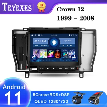 TEYEXES 2 din Carradio Toyota Crown 12 İçin S180 1999-2008 Araba Radyo Multimedya Video Oynatıcı Navigasyon GPS Android 11 2 Din