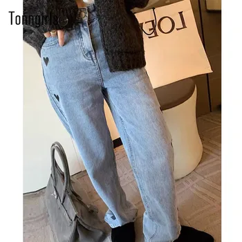 Tonngirls Siyah Kot Kadın Rahat Gevşek Vintage Y2k Erkek Arkadaşı Kot Kadın Streetwear Denim Geniş Bacak Pantolon Kot Pantolon