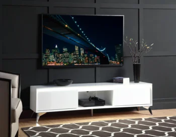 TV standı, LED, Beyaz ve Krom Kaplama
