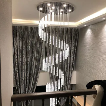 Uzun Spiral merdiven avize ışık yüksek tavan avizeler kolye oturma odası giriş LED asılı lamba salonu merdiven