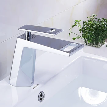 Vidric Banyo Musluk Şelale Havzası Musluk Modern Pirinç lavabo musluğu Tek Kolu Delik Banyo musluk bataryası Sıcak Soğuk Su Muslukları Sprey