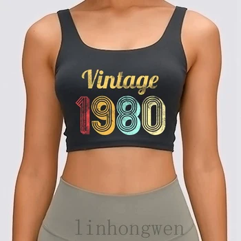Vintage 1980 40th Doğum Günü Kadın Tank Top Yaz Tarzı Kişiselleştirilmiş İnce XL Resimleri Komik Rahat Kırpma Üst