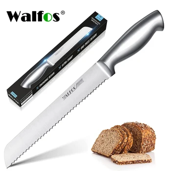 WALFOS Paslanmaz Çelik Tırtıklı ekmek dilimleyici Bıçak Kek Baget Kesici Ultra Keskin Tek Parça Kolu 8 İnç Bıçak Mutfak Gadget