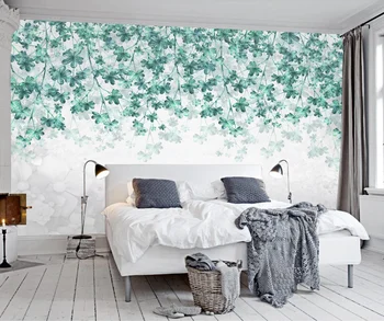 XUE SU Özelleştirilmiş büyük duvar kağıdı modern minimalist taze yeşil yapraklar kişiselleştirilmiş oturma odası arka plan duvar