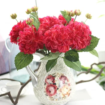 Yapay İpek Şakayık Buket Dahlia çiçek tomurcuğu Çiçek Ev Düğün Parti Tatil Süslemeleri Sahte Çiçekler Bitki Şube