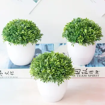 Yapay Saksı Bitki Bonsai Plastik Saksı Süsler Simülasyon Çiçek Çim Doğum Günü Partisi Dekoru Ev Ofis masa dekoru