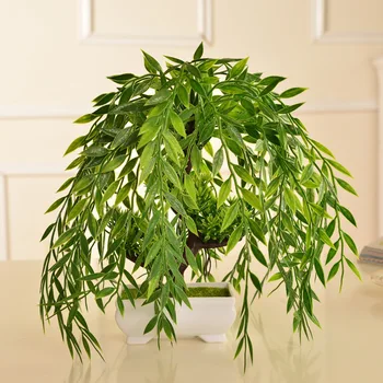 Yapay Söğüt Ağacı Bitkiler Sahte Yeşil Bonsai Bitki Konuk Tebrik Düğün Ofis yapay çiçek Ev Dekor Parti Malzemeleri