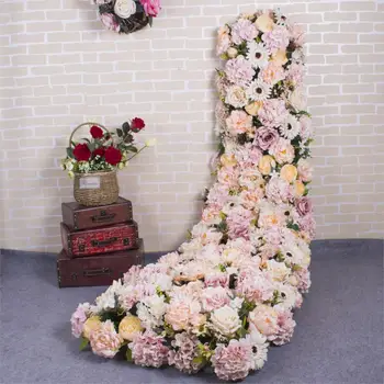 Yapay çiçek duvar kiraz çiçeği kuyruk çiçek DIY düğün masa koşucu çiçek karşılama dekor fotoğraf stüdyosu ipek yol kurşun
