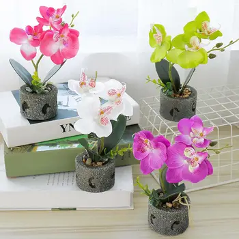 Yapay çiçek kelebek orkide Pot Bonsai Bahçe DIY parti mobilya dekor