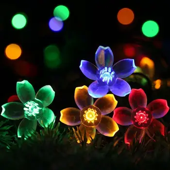 Yaratıcı Solar Lamba Dize 20 Led Açık Su Geçirmez Noel Avlu Düğün Dekorasyon Led Lotus Yaprağı Renkli