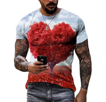 Yaz Doğal Manzara erkek Ve kadın T-Shirt HD 3D Baskı Hip Hop Kişilik Yuvarlak Boyun Tees Moda Eğlence Kısa Kollu