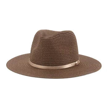 Yazlık şapkalar Kadın Şapka Büyük Ağız Ayarlanabilir Katı Haki Deve Yeni Saman Açık Rahat Batı Kovboy güneş şapkası Sombreros De Mujer