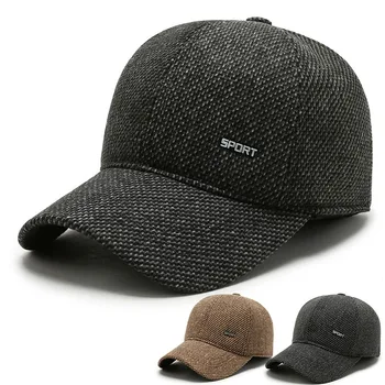 Yeni Kış Şapka Adam Kalınlaşmak Pamuk Sıcak Snapback beyzbol şapkası Erkekler Için baba şapkası Earflaps Ile kulak koruyucu Dropshipping A186