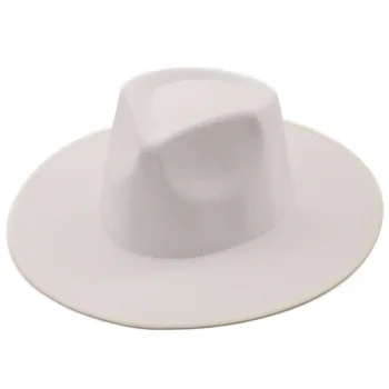 Yeni Moda Kadınlar Fedora güneş şapkaları Parti Yün Şapka Bayanlar Geniş Ağız kilise şapkaları Derby Beyaz Tatil plaj şapkası Toptan