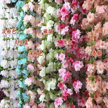 Yeni taklit rattan Sakura rattan kapalı tavan tel ve boru dekorasyon çiçek ipek yanlış çiçek plastik çiçek