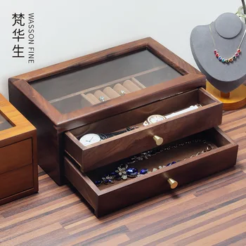 Yeni Çin retro çift katmanlı takı saklama kutusu yüzük küpe izle bilezik kolye mücevher kutusu