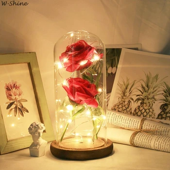 YENİ 2 çiçekler LED güzellik gül ve Beast dize ışık masa lambası romantik sevgililer günü doğum günü hediyesi dekorasyon