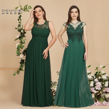 Yeşil Dantel Abiye Uzun Lüks 2022 Şifon İnciler Scoop Boyun A-line Örgün Düğün Akşam Partisi Törenlerinde elbiseler de soirée
