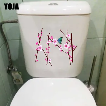 YOJA 21. 7X20. 2CM Kelebekler Erik Çiçekleri ev duvar dekoru Tuvalet Sticker Çıkartması T3-1325