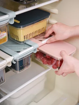 Çekmece tipi asılı gıda sınıfı plastik hava geçirmez saklama kutusu buzdolapları için saklama kapları çekmece organizatör organizatör