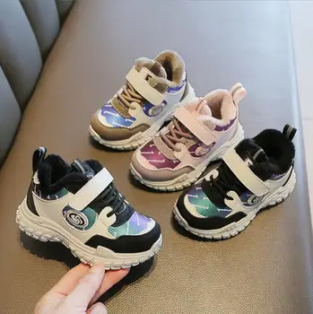 Çocuk Pamuk deri ayakkabı Erkek Yakışıklı Takım Çizmeler Kız Moda kısa çizmeler Bebek Kalınlaşma Sıcaklık deri ayakkabı 21-32