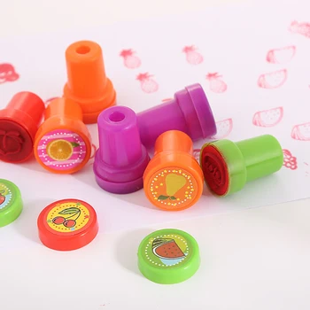 Çocuk öğretici oyuncaklar Meyve Mühür Yaratıcı Renkli DIY oyuncak seti Yeşil Hesap Mini Damga Erkek Kız