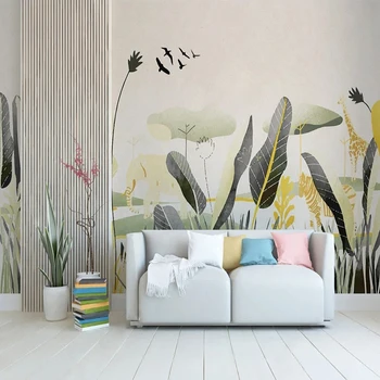 Özel 3D Duvar Tropikal Bitkiler Palmiye Duvar Kağıdı Oturma Odası Yatak Odası Kanepe TV Duvar Dekor Duvar Kaplaması Dekoratif Duvar Kağıtları