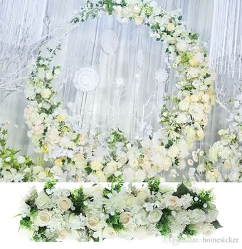 Özel düğün çiçek düzenleme simülasyon sahte çiçek dekorasyonu sahne kemer çiçek düğün sahne yol kurşun düzenleme