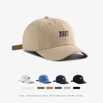 Şapka Kadın 2021 Yeni Mektup Kapaklar Kore 1987 Metin Baskı Moda Nakış beyzbol şapkası Öğrenci Ayarlanabilir güneş şapkası
